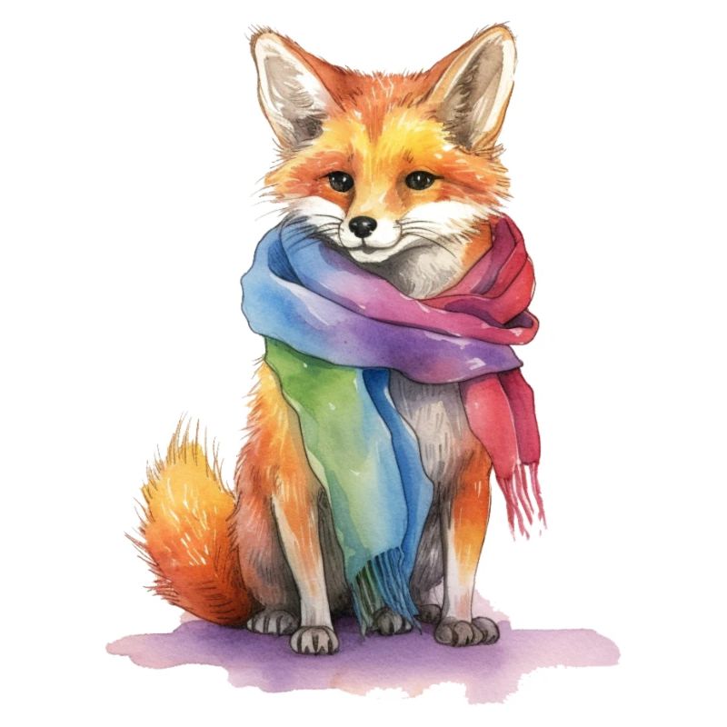 Renard avec écharpe LBTQ+