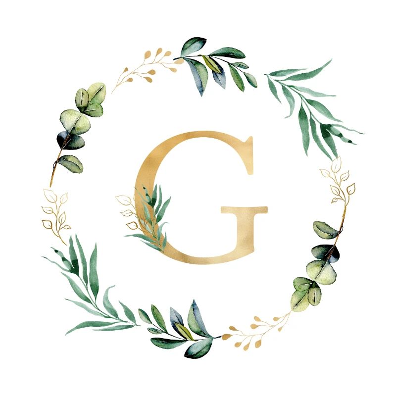 Customizable Monogram G Botany Green Gold
