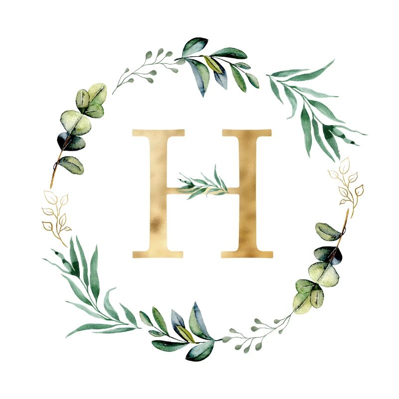 Customizable Monogram H Botany Green Gold
