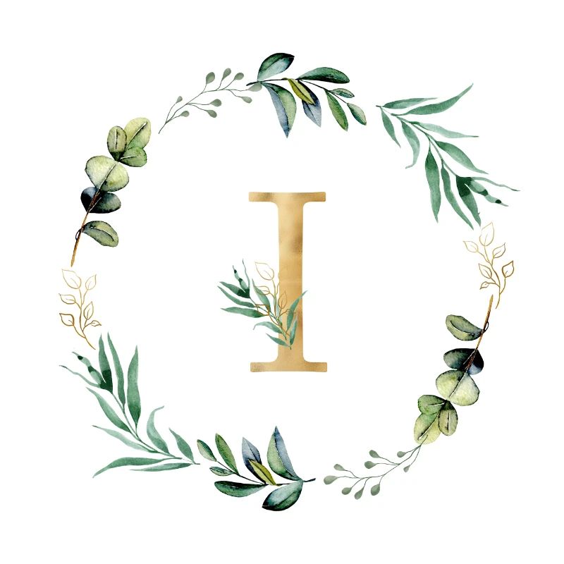 Customizable Monogram L Botany Green Gold