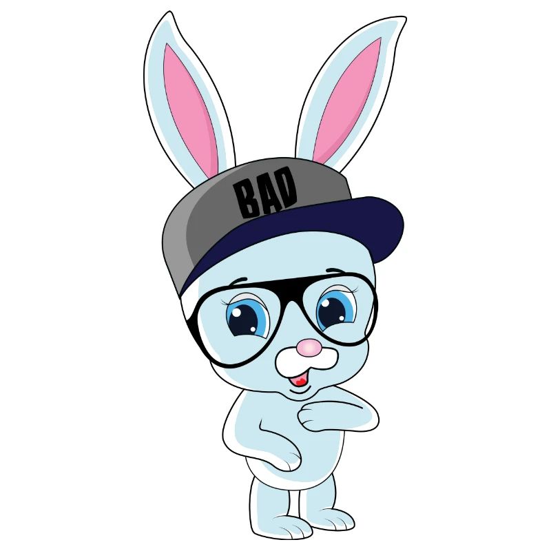 Cool bunny rabbit with cap and glasses