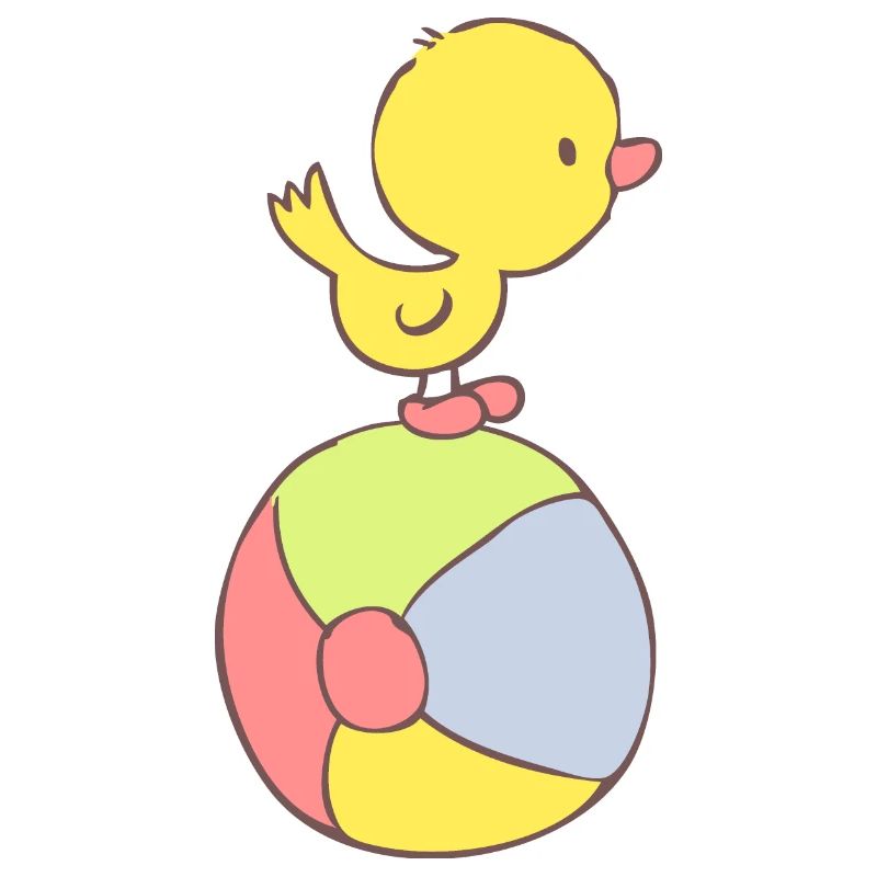 Duckling on beach ball