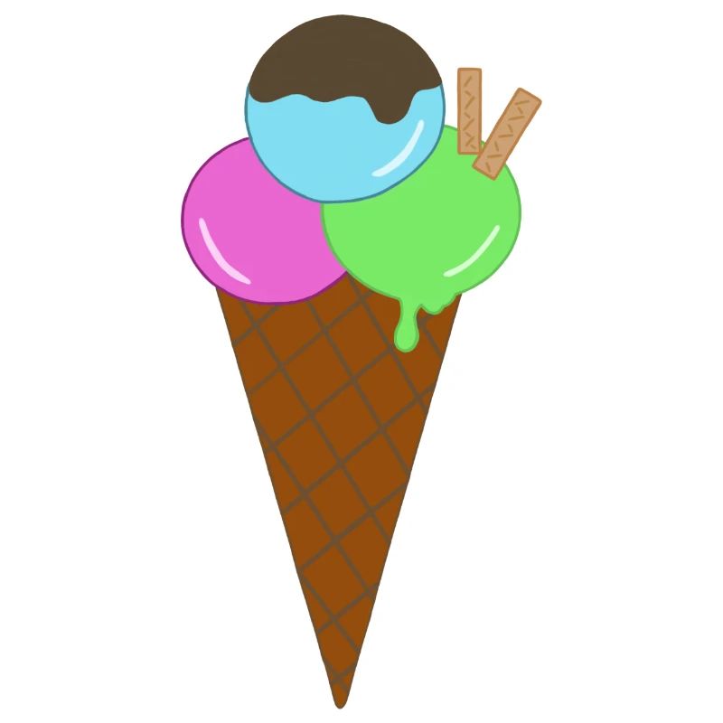 Buntes Eis mit Waffel