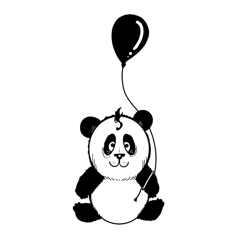Panda mit schwarzem Luftballon