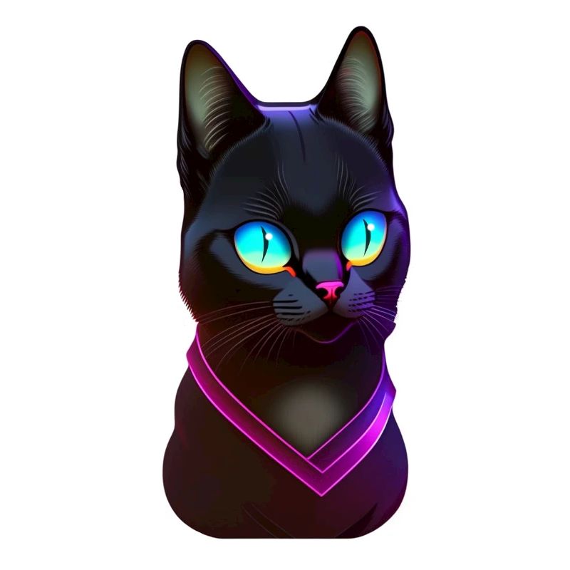 Black cat under neon light effect