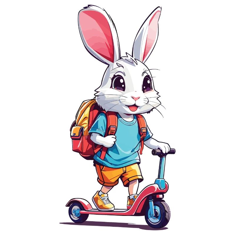 Fröhlicher Schulkind Hase Tretroller Design