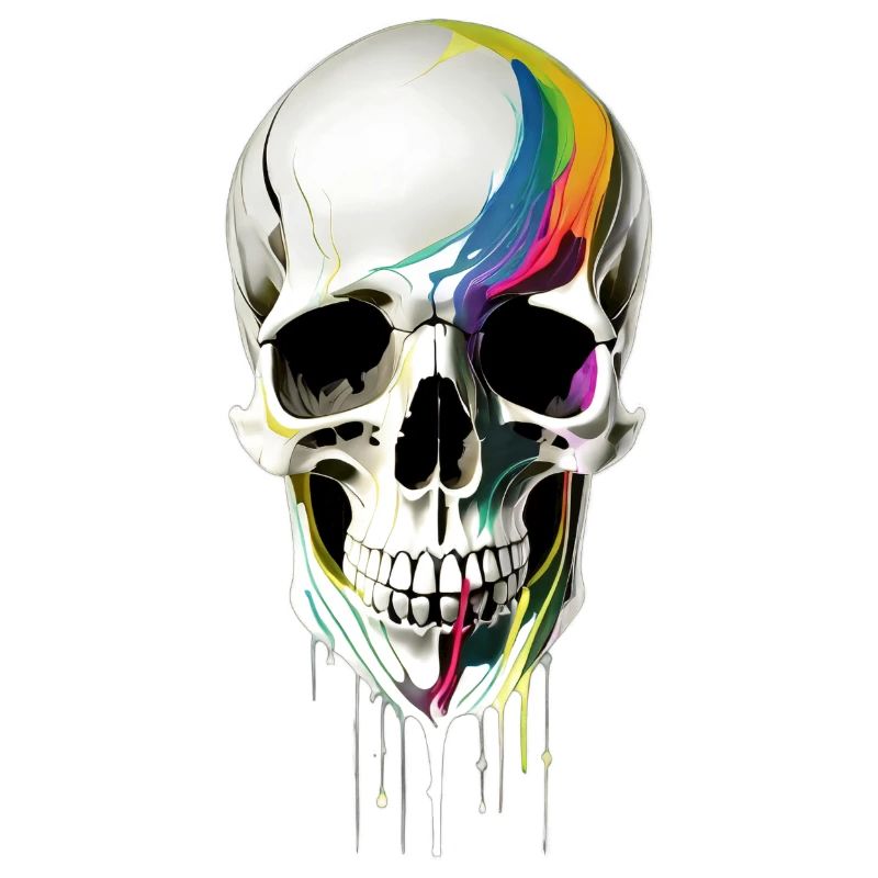 Skull with paint running down it