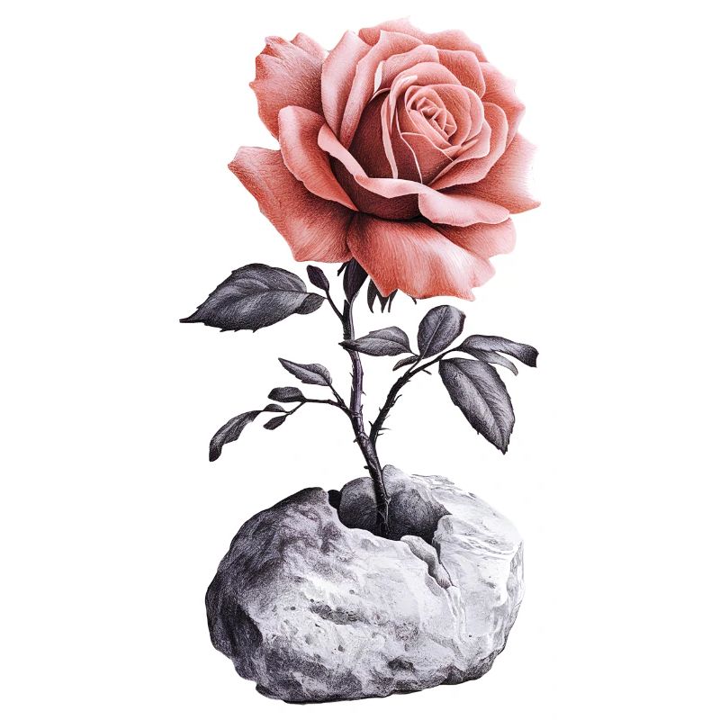 Rot Pinke Rose Bricht aus Stein