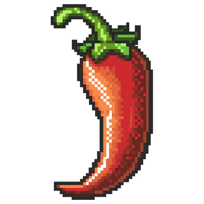 Pixel Chili Pepper Retro Gloss