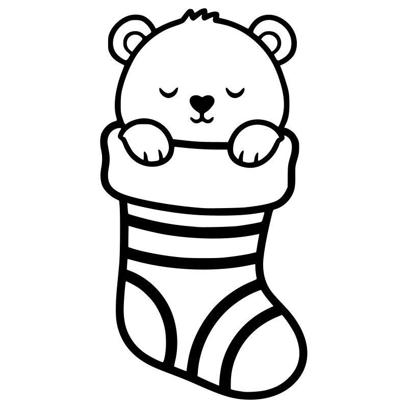 Cute Bear in Christmas Socks | Gift
