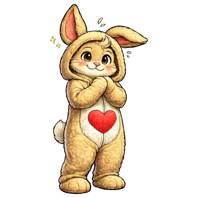 Lapin timide au cœur rouge
