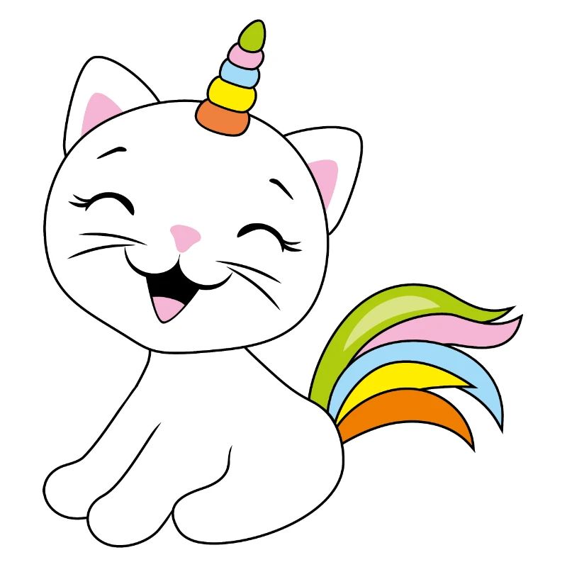 Cute smiling cat unicorn
