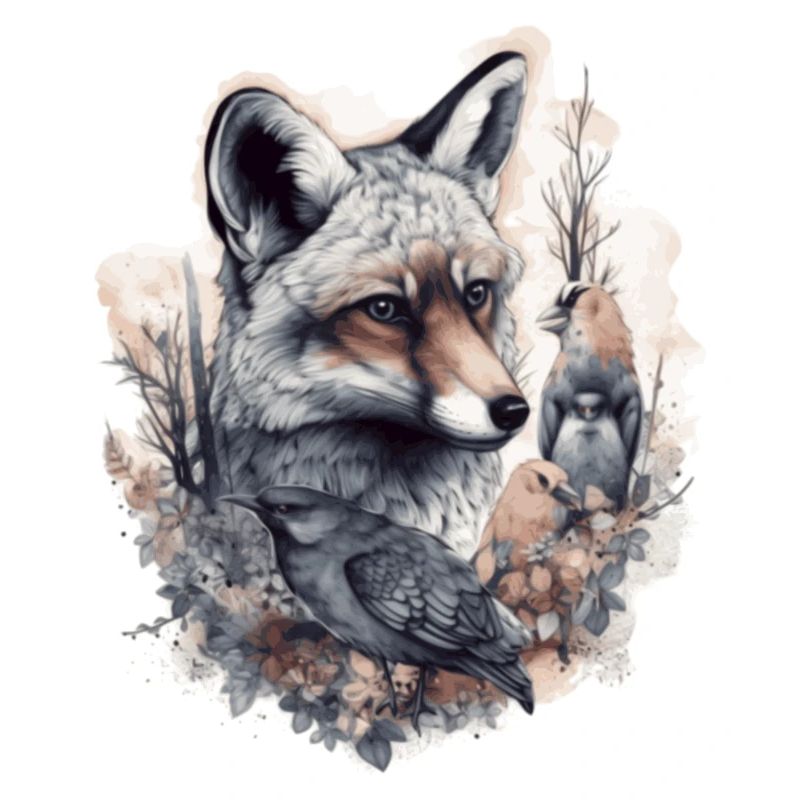 Wald Tiere Fuchs Vögel Geschenkidee