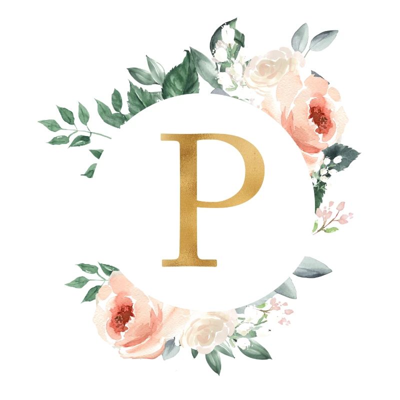P Monogram Green, Pastel, Wreath
