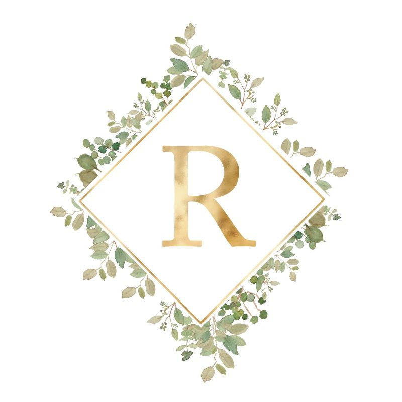 R monogramme Couronne d’Eucalyptus