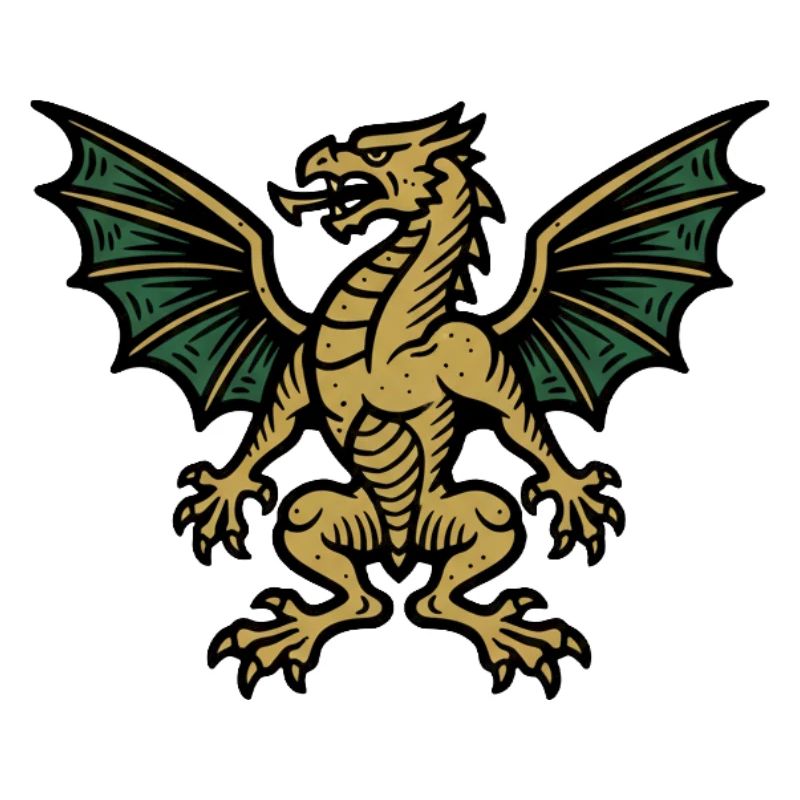 Icône de bande dessinée Dragon de feu doré