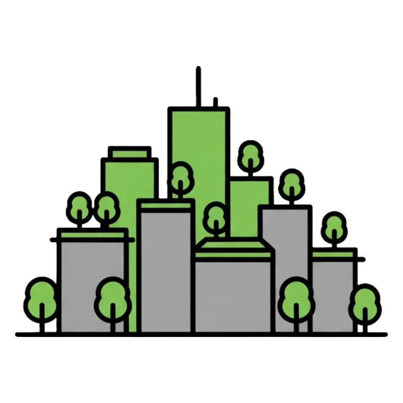 Green City Silhouette Vector