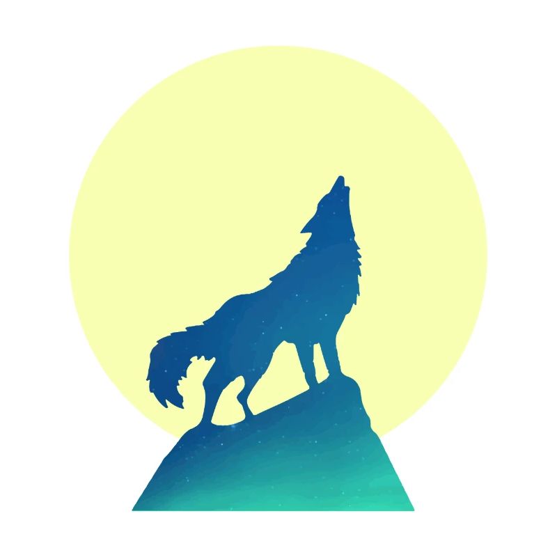 Silhouette de loup lune