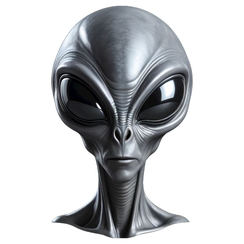 Echtes graues Alien mit großen schwarzen Augen
