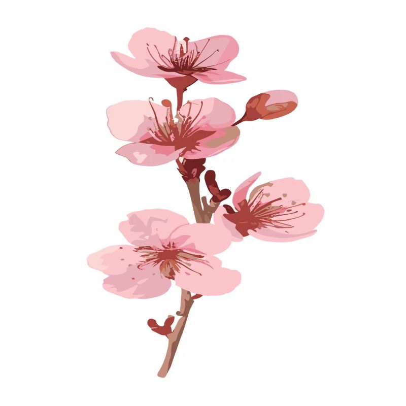 Floral pink cherry blossoms sticker