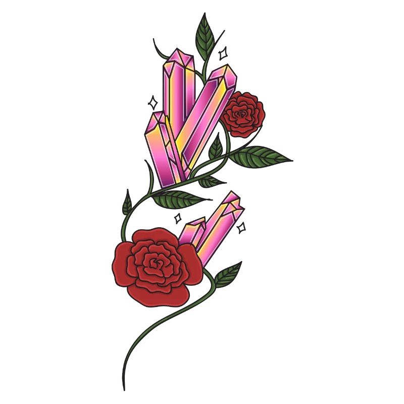 Roses rouges avec cristaux