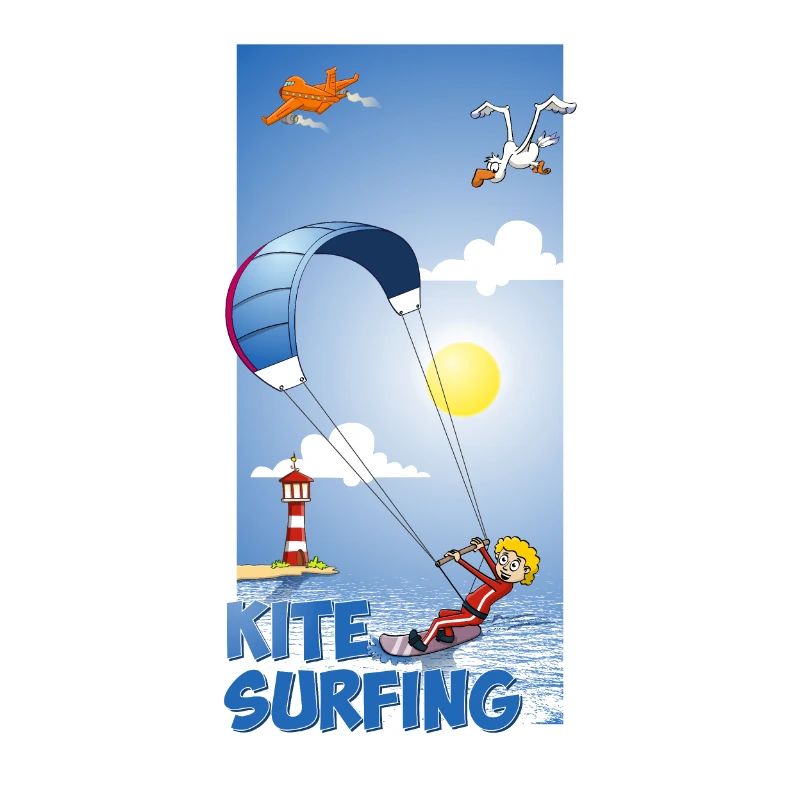 Farbenfrohe Illustration eines Kitesurfers