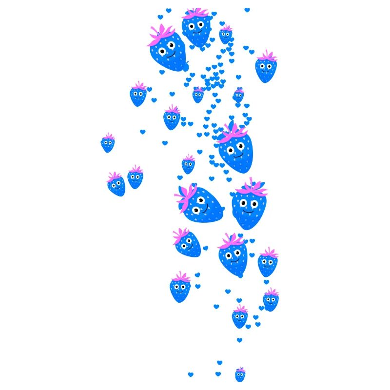 Strawberries,Strawberry,Pattern,Hearts, Blue