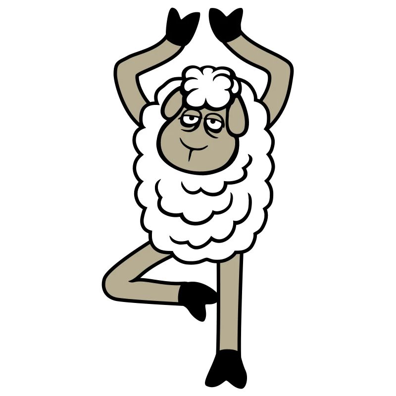 Schaf Müde Erschöpft Traurig Yoga Baum Pose Comic