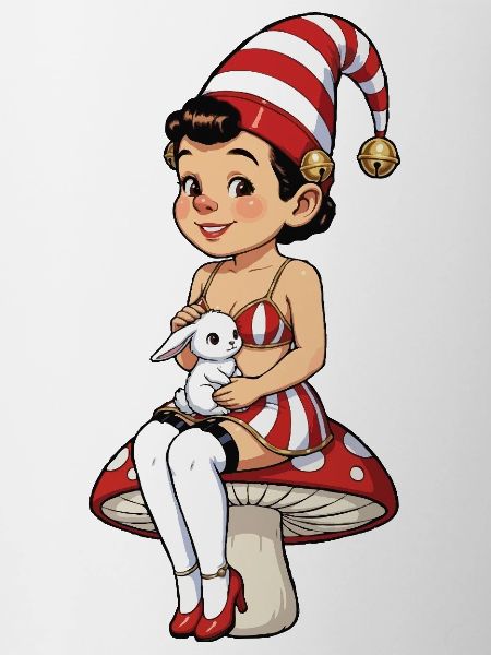 Fille lutin avec un lapin
