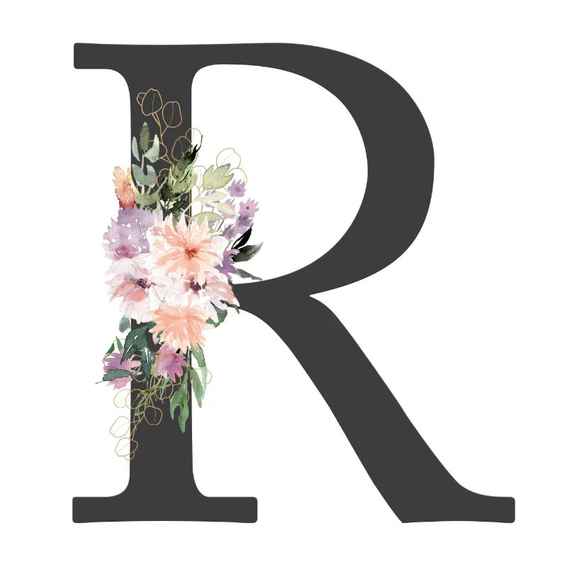 Lettre R, Monogramme, Fleurs
