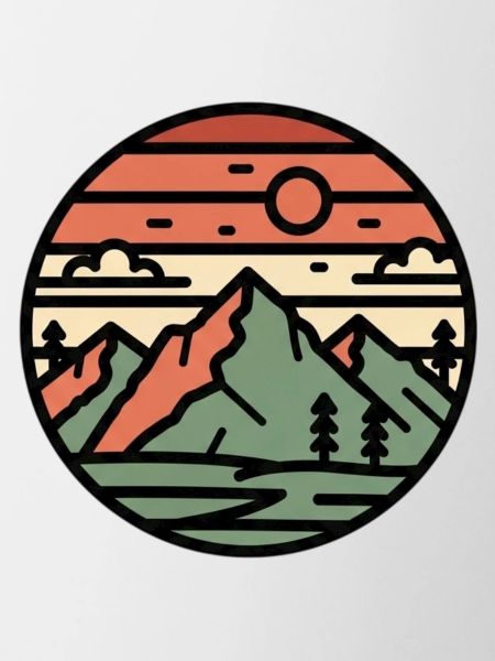 Circular landscape mountains in sunset