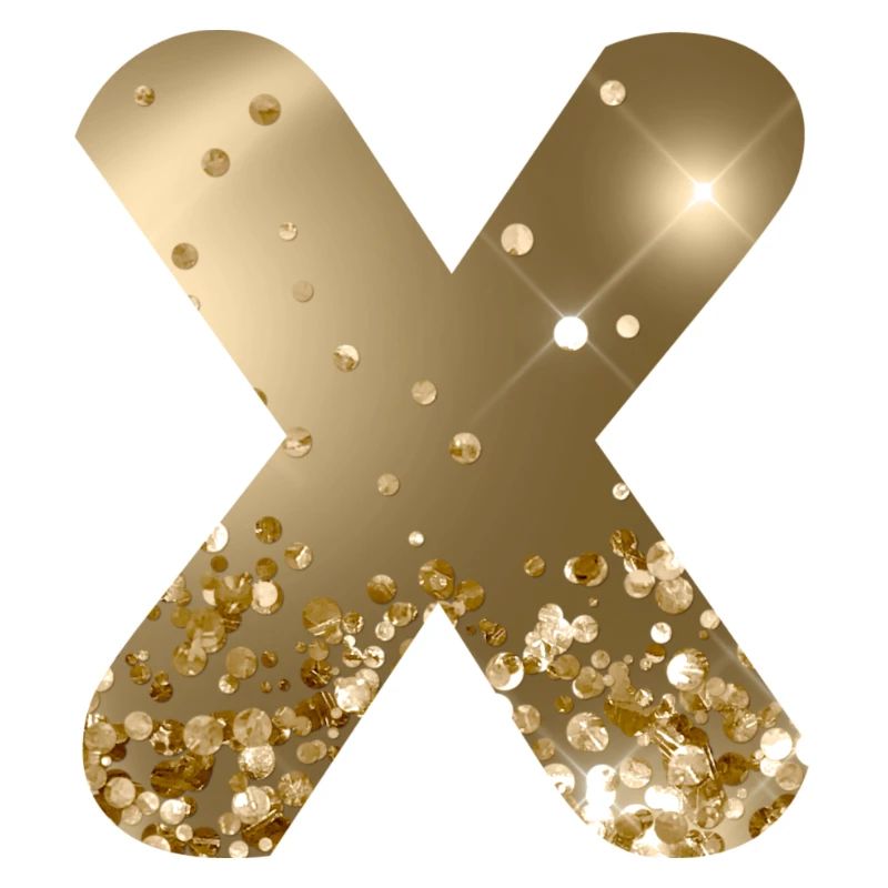 Personalisierbar Monogramm X Gold Glitter