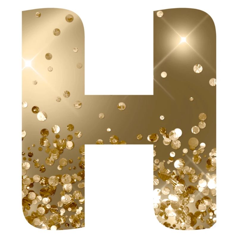 Customizable Monogram H Gold Glitter