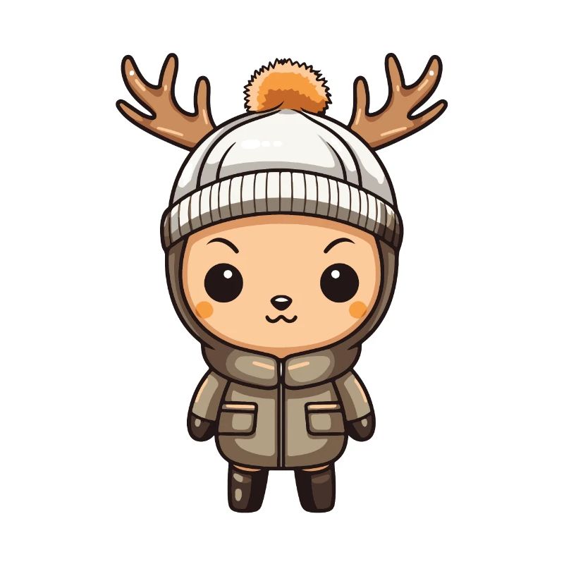 Deer Cute Comic Winter