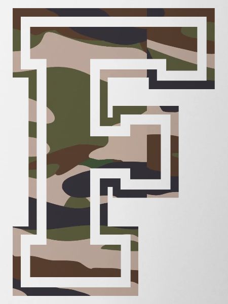 F, Monogramme, Camouflage Vert-Marron