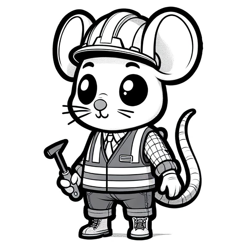 Mignon Souris Ouvrier De La Construction
