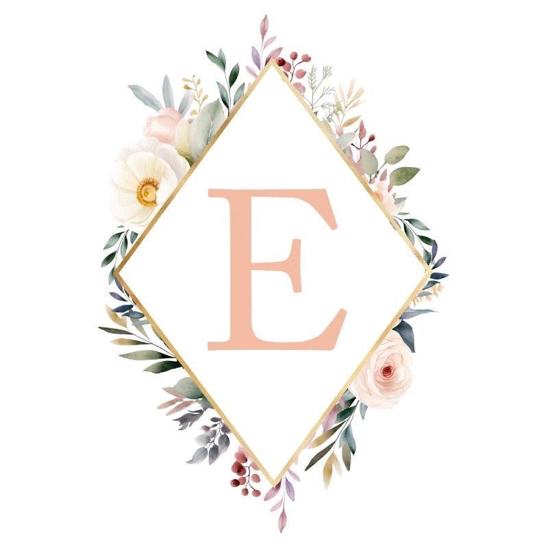 E monogramme, Floral, Boho