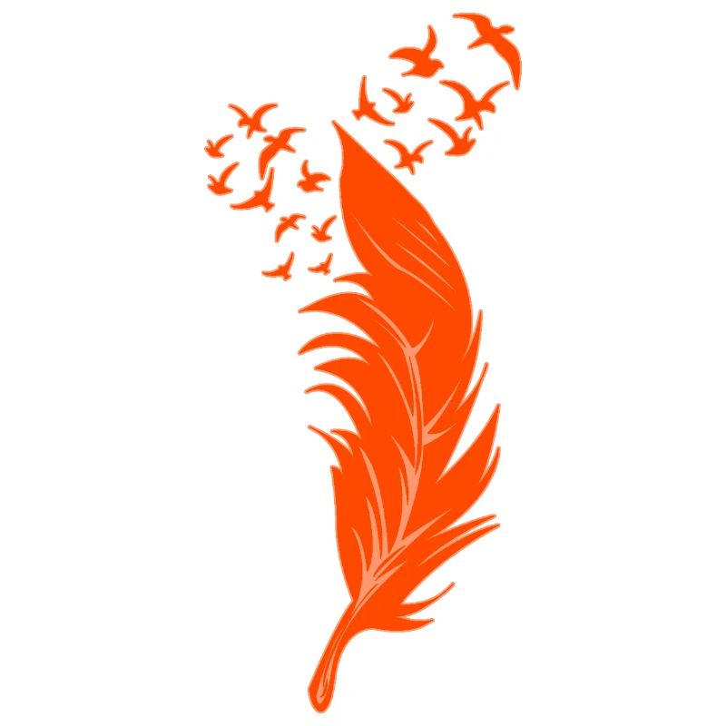 Plume et oiseaux oranges