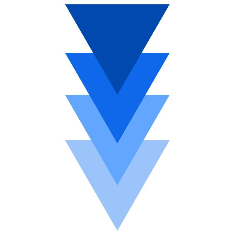 triangle de nuances de la couleur bleu