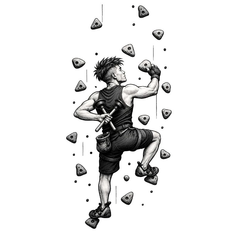 Climber with tools on the rock
