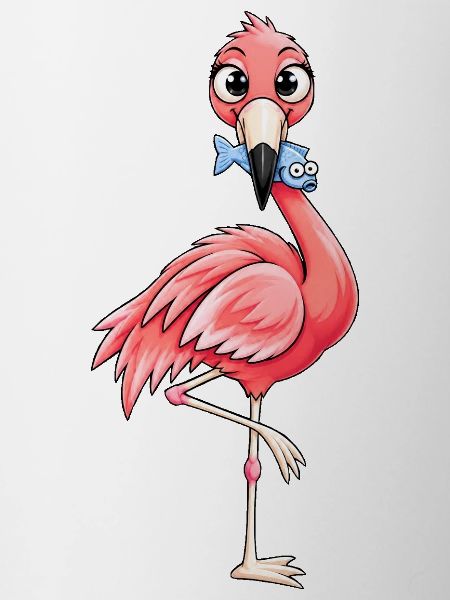 Lustiger Flamingo mit Fisch