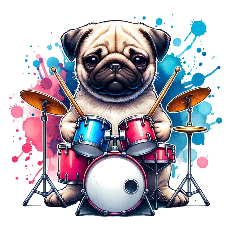 Cool Pug Drummer Design