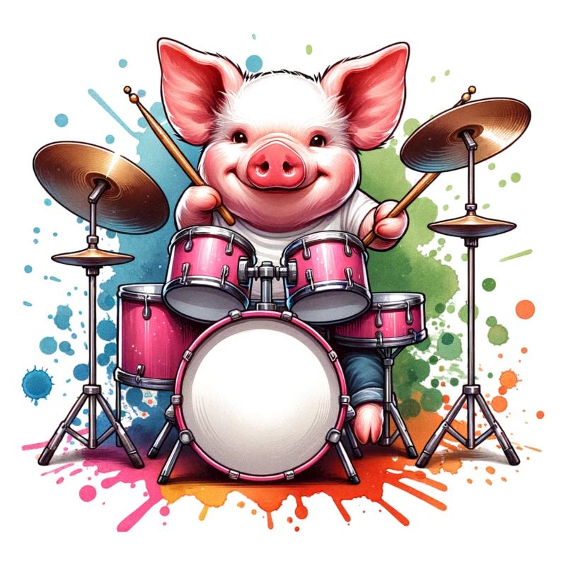 Aquarelle de batteur de cochon de ferme