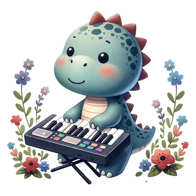 Dino Keyboard Player Cute Design