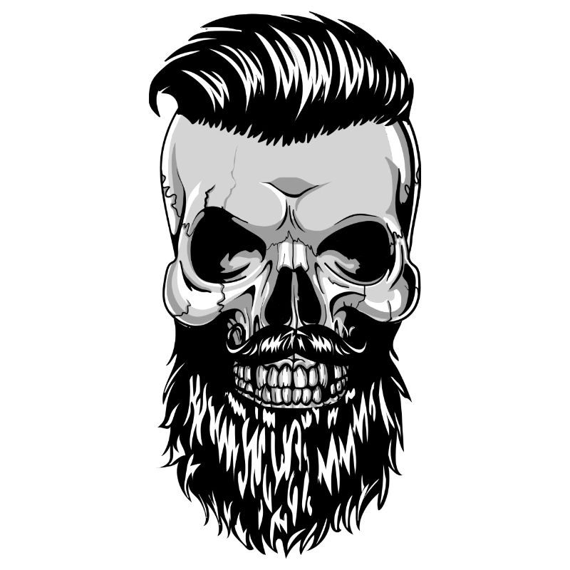 Hipster Skull Totenkopf mit Bart