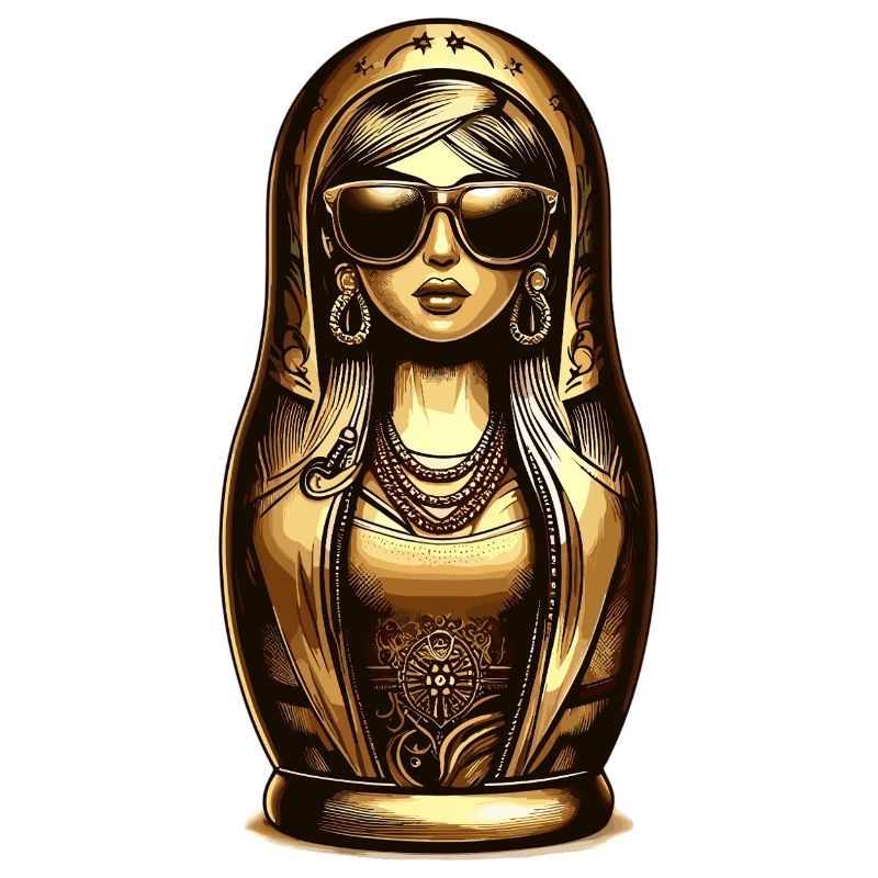 Matryoshka Cool Sunglasses Gold Gift