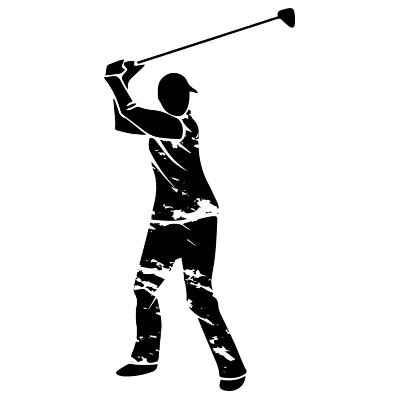Golf Golfer Silhouette - White Grunge Design