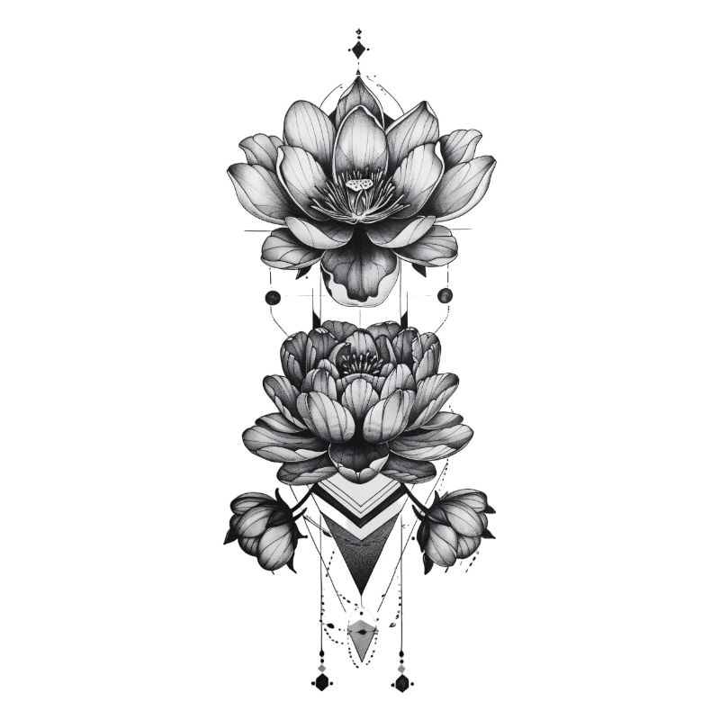 Fleurs de lotus avec des éléments tribaux