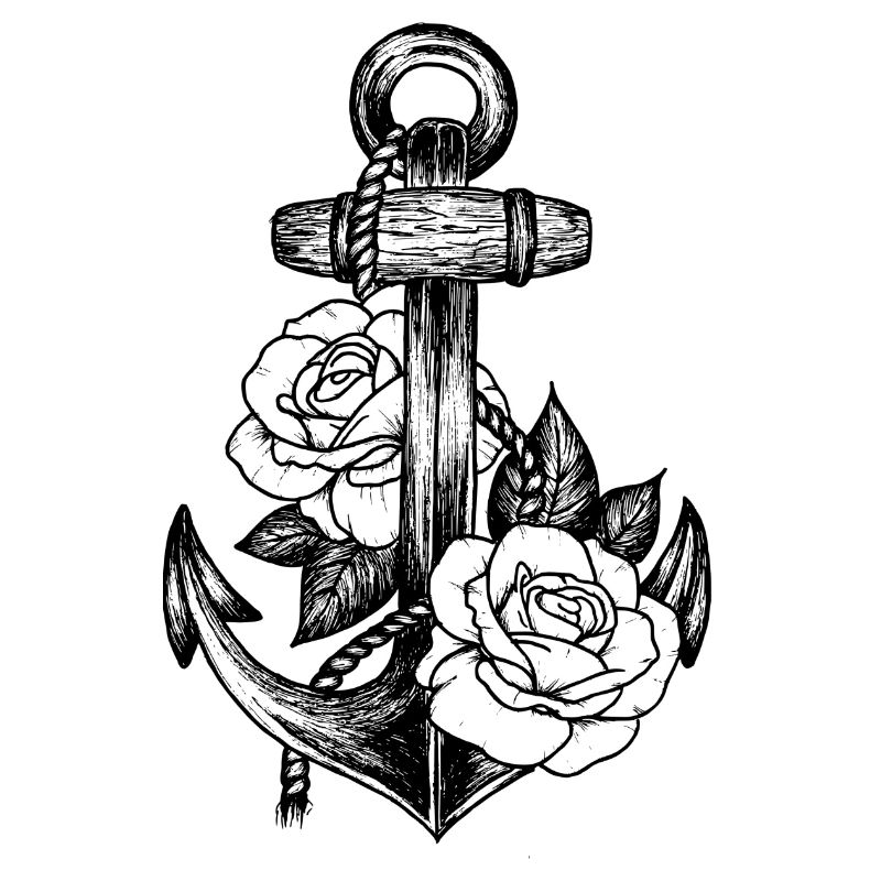 Ancres et roses (noir)