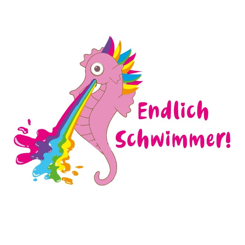 endlich schwimmer,seepferdchen,regenbogen,kotzen